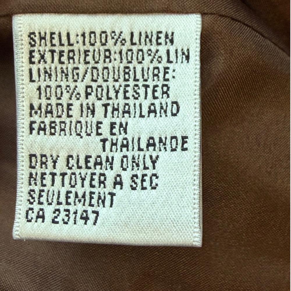 Talbots‎ Irish Linen Safari Field Jacket Womens 16 Chocolate Brown Utilty Blazer - Picture 8 of 11